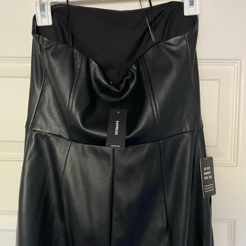 Express Black Faux Leather Jumpsuit
